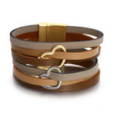 Leather Bracelet Two Hearts Wrap for Women
