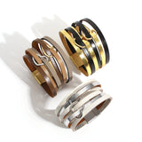 Leather Bracelet Two Hearts Wrap for Women