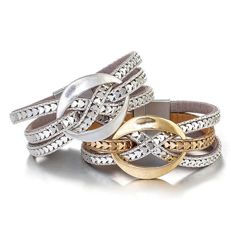 Multilayer Leather Bracelets Vintage Charms Cross Wrap Brac
