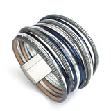 Multilayer Plastic Tubes Leather Bracelet for Women - Magnetic Clasp Bangle