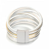 Multilayer Plastic Tubes Leather Bracelet for Women - Magnetic Clasp Bangle