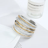 Multilayer Plastic Tubes Leather Bracelet for Women - Magnetic Clasp Bangle