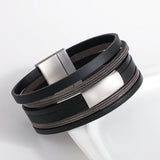Multilayer Square Tube Charm Leather Wrap Bracelet for Women Girls