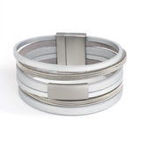 Multilayer Square Tube Charm Leather Wrap Bracelet for Women Girls