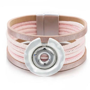 Vegan Pink Leather Wrap Bracelet with Charms