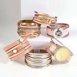 Vegan Pink Leather Wrap Bracelet with Charms