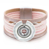 Vegan Pink Leather Wrap Bracelet with Charms