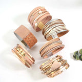 Vegan Pink Leather Wrap Bracelet with Charms