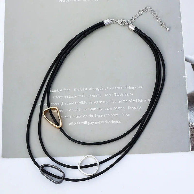 Multistrand Leather Choker Necklace Bohemian Beaded Tube Women Statement Jewelry