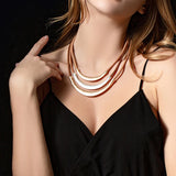 Bohemian Curved Metal Bar Beaded Tube Necklace