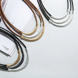 Bohemian Curved Metal Bar Beaded Tube Necklace