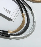 Bohemian Curved Metal Bar Beaded Tube Necklace