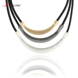 Bohemian Curved Metal Bar Beaded Tube Necklace