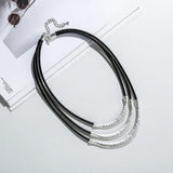 Bohemian Curved Metal Bar Beaded Tube Necklace