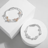 Two Tone Geometric Charm Bracelet Vintage Thick Snake Chain for Women