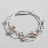 Two Tone Geometric Charm Bracelet Vintage Thick Snake Chain for Women