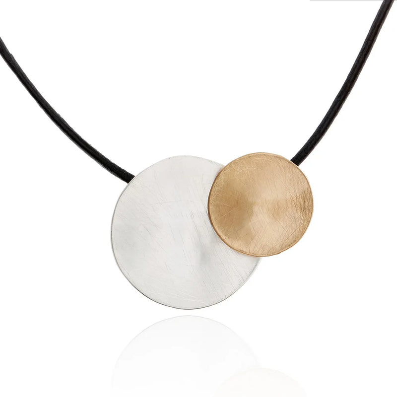 Mixed Round Disc Pendant Leather Choker Rope Cord Necklace for Women