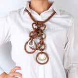 Punk Style Big Circle Pendant Necklace Rubber Jewelry for Women