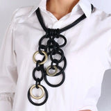 Punk Style Big Circle Pendant Necklace Rubber Jewelry for Women