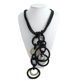Punk Style Big Circle Pendant Necklace Rubber Jewelry for Women