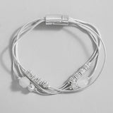 Silver Bracelet with Stones and Metal Beads for Women