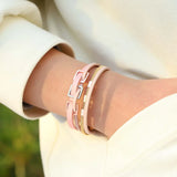 Leather Bracelet Women Square Beads Wrap Magnetic Clasp
