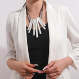 Chunky Leather Necklace Geometric Pendant Choker Boho Jewelry