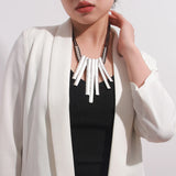 Chunky Leather Necklace Geometric Pendant Choker Boho Jewelry