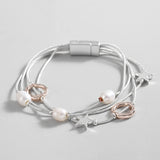 Pearls Metal Stars Circle Charm Bracelet for Women