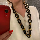 Punk Style Leopard Print Chunky Necklace Women Statement Jewellery