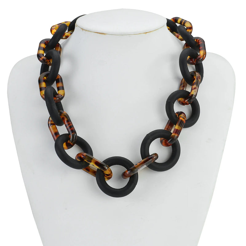 Punk Style Leopard Print Chunky Necklace Women Statement Jewellery