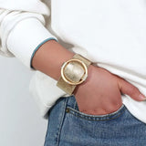 Boho Rhinestone Metal Circle Charm Wrap Bracelet with Magnetic Clasp