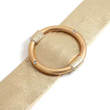 Boho Rhinestone Metal Circle Charm Wrap Bracelet with Magnetic Clasp