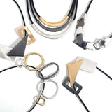 Geometric Heart Pendant Necklace Leather Chain Choker for Women