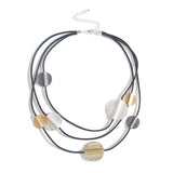 Geometric Heart Pendant Necklace Leather Chain Choker for Women