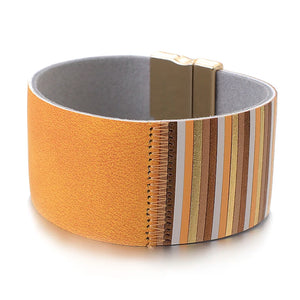 Bohemian Fish Scale Wide Leather Wrap Bracelet for Women