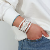Metal Heart Charm Wrap Bracelets Womens PU Leather Magnetic Bracelet