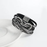 Metal Heart Charm Wrap Bracelets Womens PU Leather Magnetic Bracelet