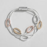 Geometric Oval Charm Layered Bracelet for Women