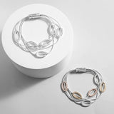 Geometric Oval Charm Layered Bracelet for Women