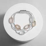 Geometric Oval Charm Layered Bracelet for Women