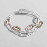 Geometric Oval Charm Layered Bracelet for Women