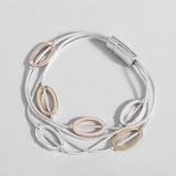 Geometric Oval Charm Layered Bracelet for Women