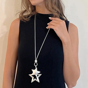 Stars Statement Necklace Pendants Geometric Chain Collar Jewelry