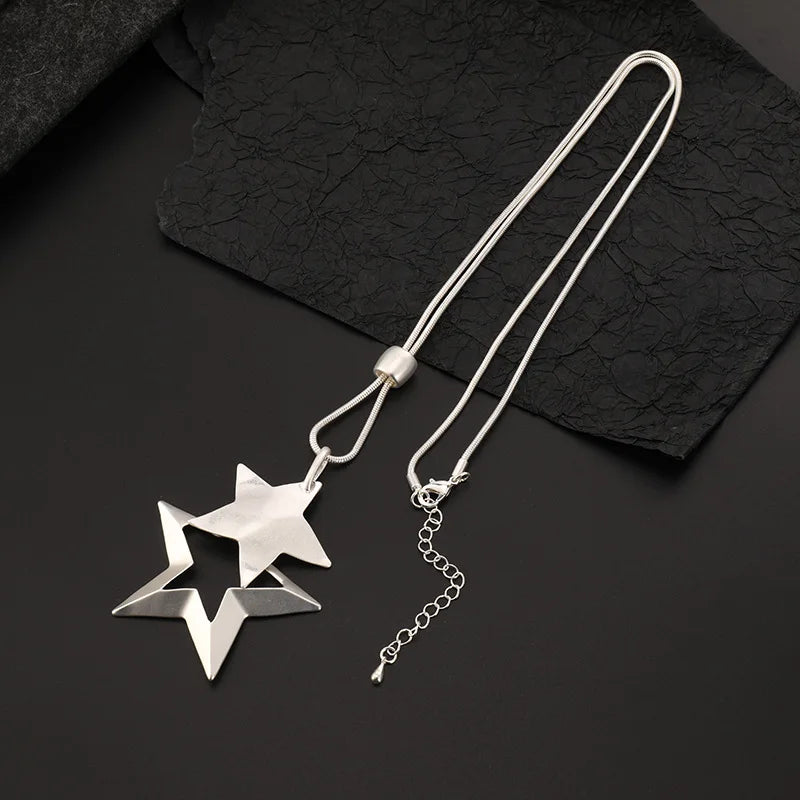 Stars Statement Necklace Pendants Geometric Chain Collar Jewelry