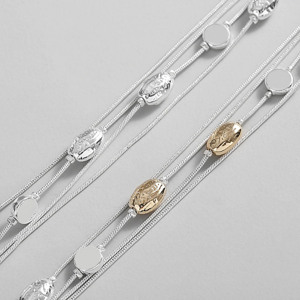 Geometric Beads Charm Bracelet Silver Snake Chain Bangle Magnetic Jewelry