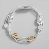 Geometric Beads Charm Bracelet Silver Snake Chain Bangle Magnetic Jewelry