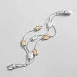 Geometric Square Beads Chain Bracelet for Women Silver Bangle Charm Jewelry
