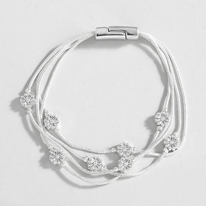 Geometric Square Beads Chain Bracelet for Women Silver Bangle Charm Jewelry