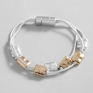 Geometric Square Beads Chain Bracelet for Women Silver Bangle Charm Jewelry